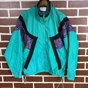 Vintage Women’s M Tracy And Carl Active Sportswear Bright Geometric Windbreaker